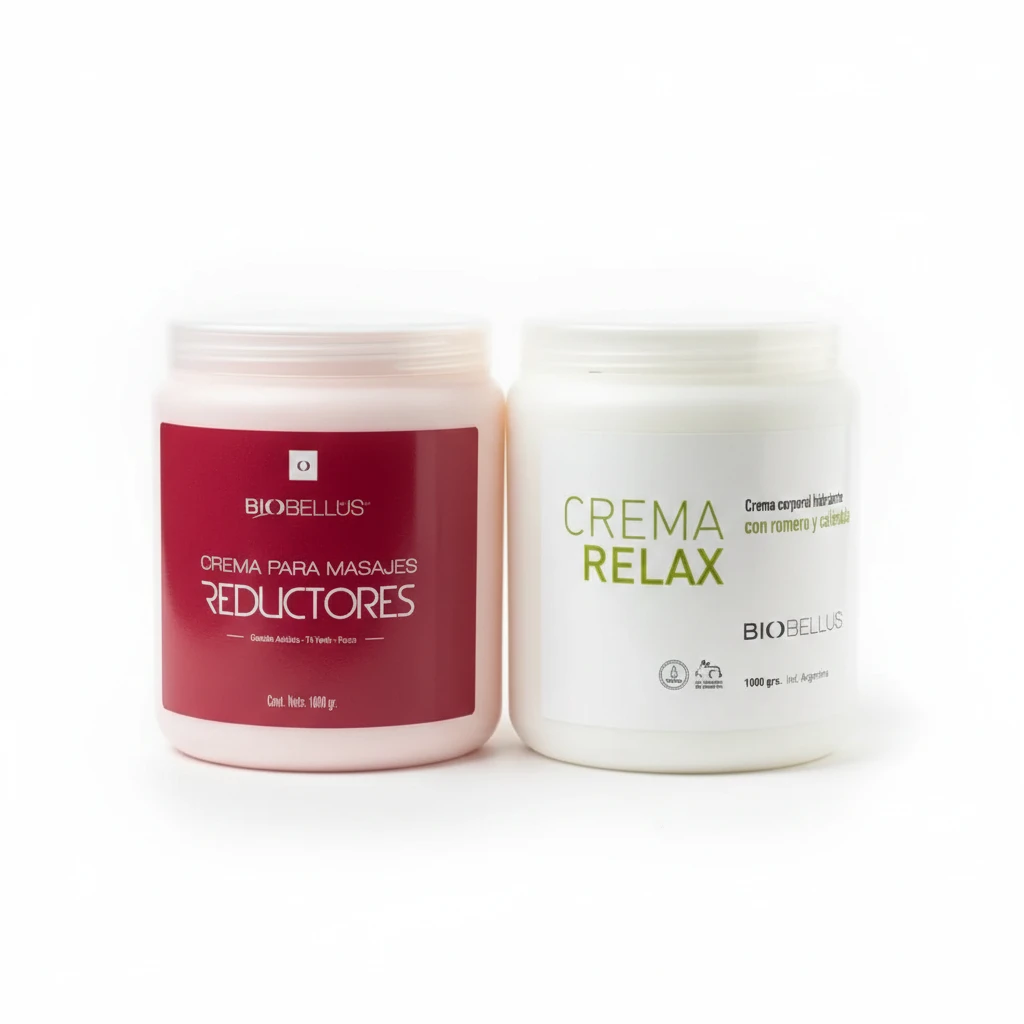 Combo Crema Reductora x1kg + Crema Relax x1kg Biobellus Masajes Corporales